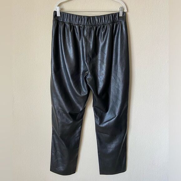 Anine Bing Vegan Leather Colton Black Pants Straight Leg Trousers Size L - Picture 11 of 14